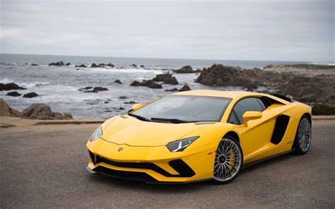 Download Wallpapers Lamborghini Aventador S 2017 Supercar Yellow