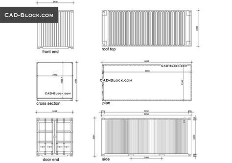 Shipping Container Cad Blocks Autocad Drawings