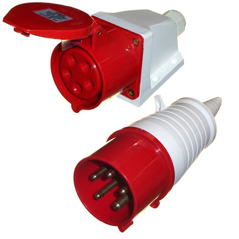 Buy 32a Plug And Wall Socket 5 Pin 3 Phase 380 415v Indooroutdoor Ip44