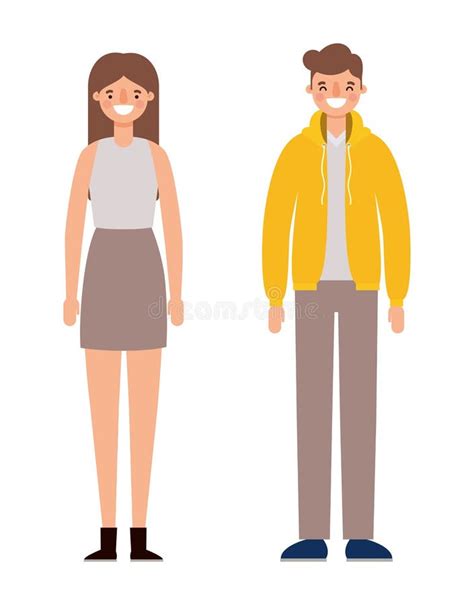 Woman And Man Cartoons Couple Smiling Vector Design Stock Vector Illustration Of Profile
