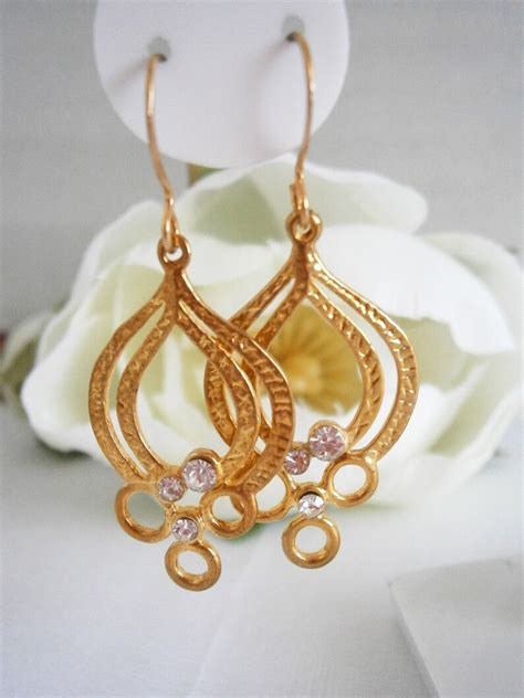 Gold Chandelier Earring Bridal Earrings Minimalist Jewelry Etsy