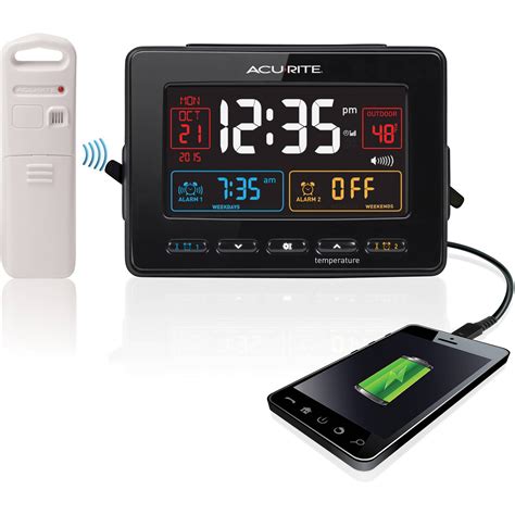 Acurite Atomic Dual Alarm Clock Usb Dst Snooze Ac Wireless Weather