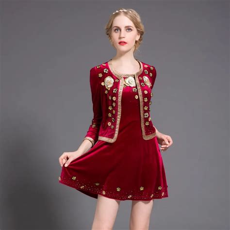 2 Piece Embroidery Dress 2016 New Spring High Quality Fashion Women