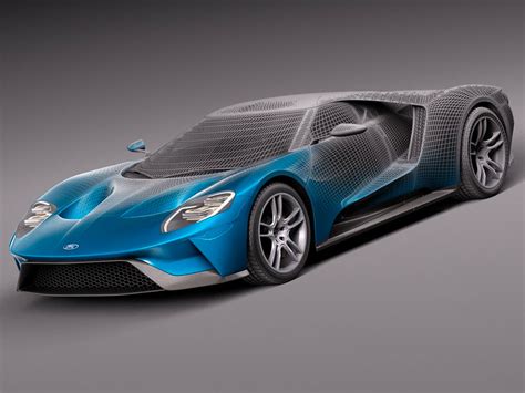 Ford Gt Digital 3d Model Wireframe And Rendering Car Body Design