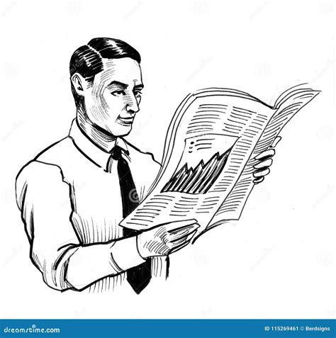 Man And Newspaper Stock Illustration Illustration Of Male 115269461