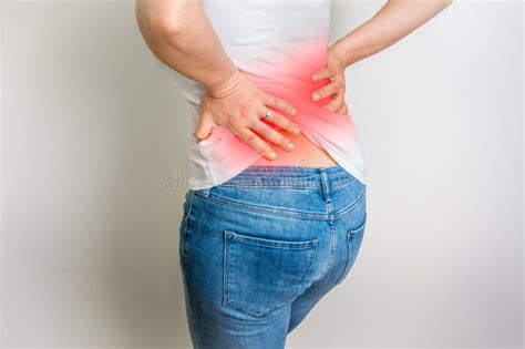 Woman With Back Pain Isolated On White Background Stock Photo Image