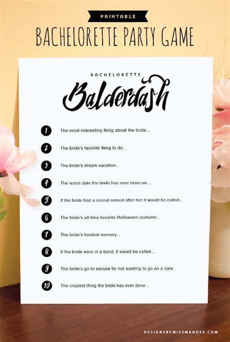 10 Bachelorette Party And Bridal Shower Games And Free Printables
