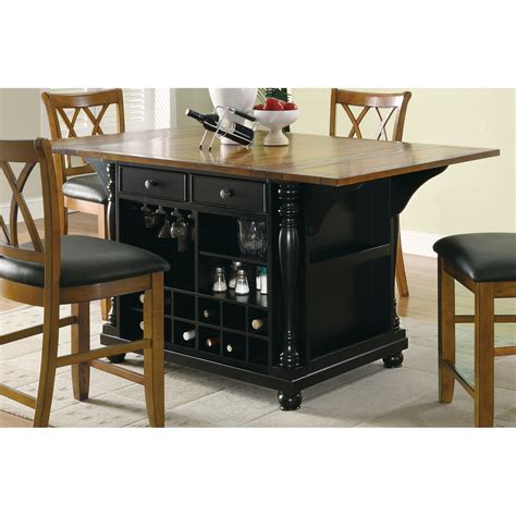 Coaster Furniture Stationary Kitchen Island With Drop Leaves