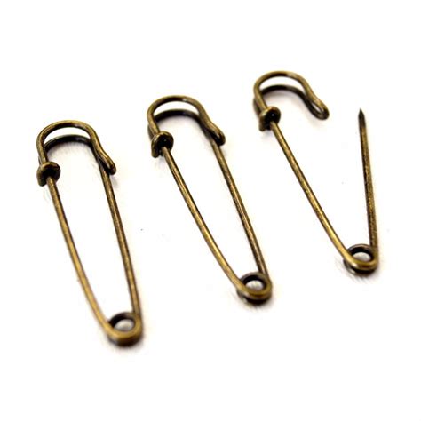 Metal Laundry Pin Style Pins In Antique Brass Finish 2 Long Set Of
