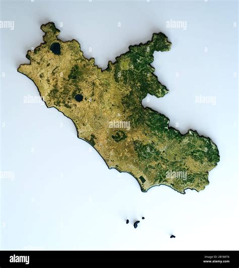 Vista Satellitare Della Regione Lazio Italia Rendering 3d Mappa