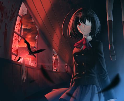 Wallpaper Illustration Anime Girls Red Artwork Another Misaki Mei Darkness Screenshot