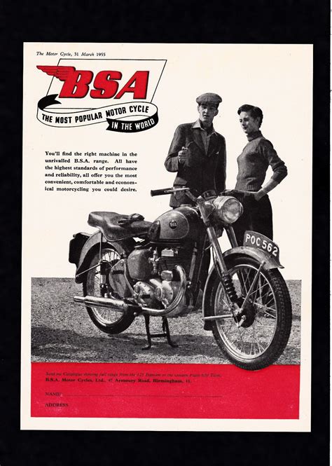 1955 BSA C10L C10 250 SV 250cc MOTORCYCLE. ORIGINAL ...