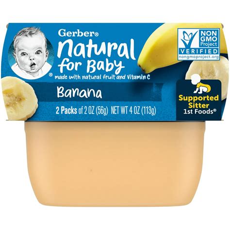 Gerber Stage 1 Baby Food Banana 4 Oz Tub 2 Pack