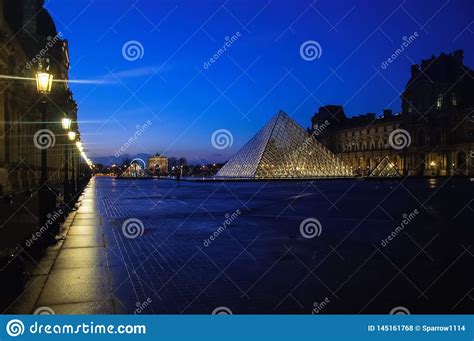 Louvre Museum At Twilight In Winter Paris Editorial Stock Photo Image