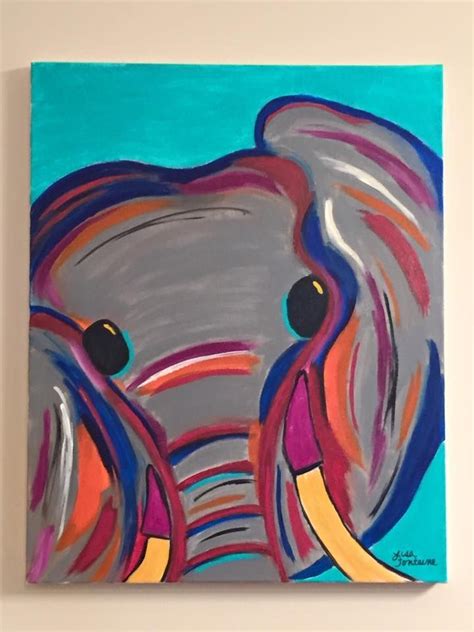 Acrylic Painting On Canvas By Lisa Fontaine Elephant Abstract