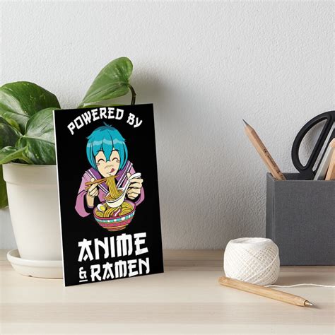 Powered By Anime And Ramen Cute Anime Girl Eating Ramen Noods Art Board