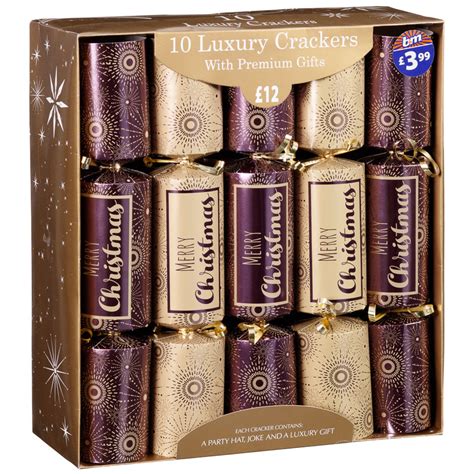 Luxury Christmas Crackers 10pk Purple Xmas Party Bandm
