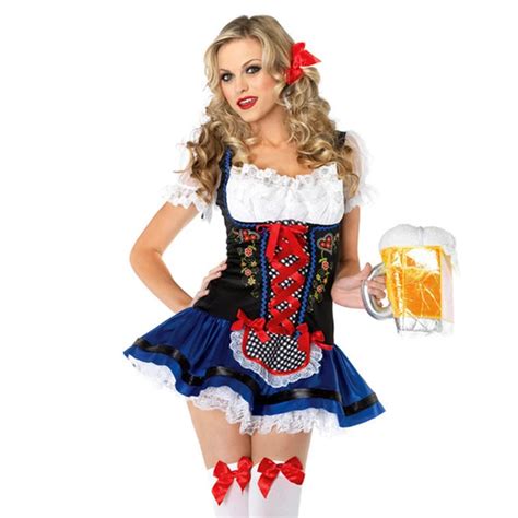 Women Bavaria Oktoberfest Costume Sexy Beer Girl Maid Heidi Fancy Dress