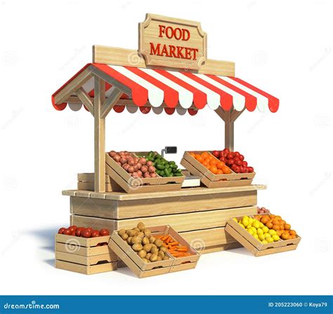 Food Market Kiosk Farmers Shop Farm Food Stall Fruits And Vegetables