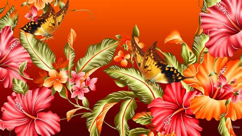 Flowers And Butterflies Hd Wallpaper Background Image 1920x1080