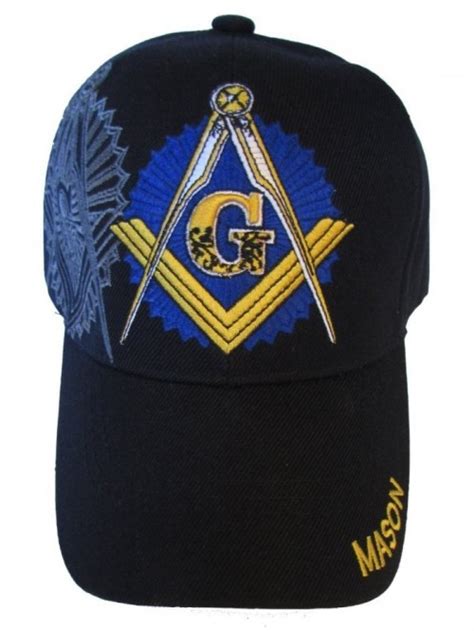 Freemason Embroidered Black Adjustable Hat Mason Masonic Lodge Baseball