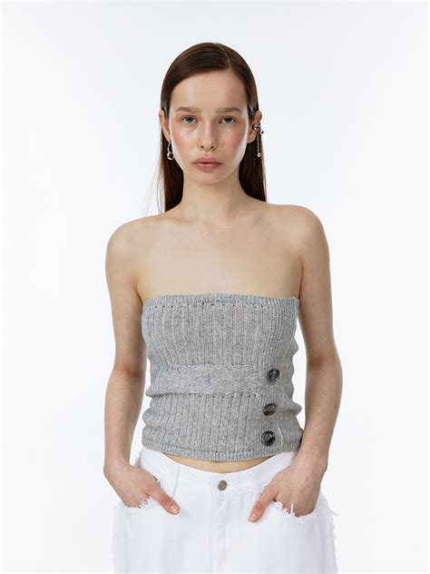 Cashmere Knit Tube Top Grey Eternal Journey