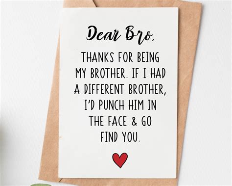 Funny Brother Birthday Card Brother Birthday T Brother Etsy