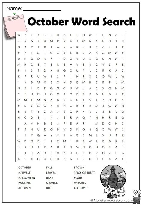 October Word Search