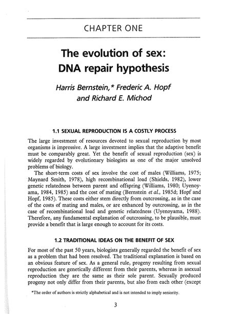 Pdf The Evolution Of Sex Dna Repair Hypothesis