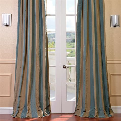 Half Price Drapes Faux Silk Taffeta Stripe Rod Pocket Curtain Single Panel