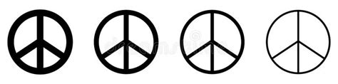 Peace Symbols Set Black Peace Symbols On White Background Stock Vector