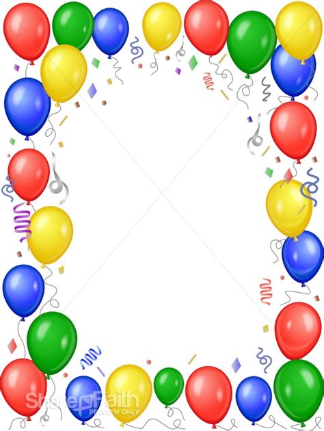 Colorful Balloon Frame Church Birthday Clipart