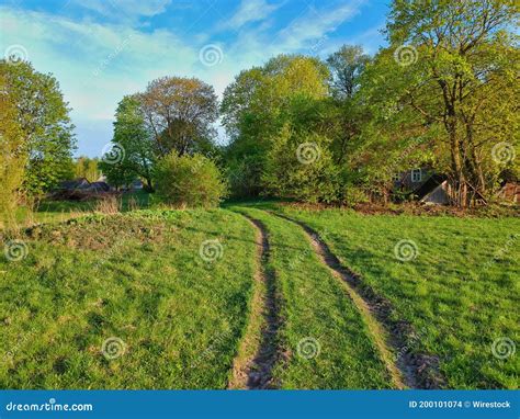 Closeup Of A Road In The Countryside In Spring In Belarus Stock Photo
