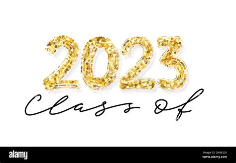 Class Of 2023 Hand Drawn Graduate Lettering Gold Glitter Graduation