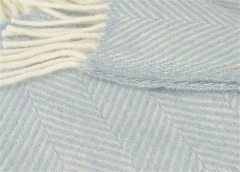 The British Blanket Company Duck Egg Blue Herringbone Throw