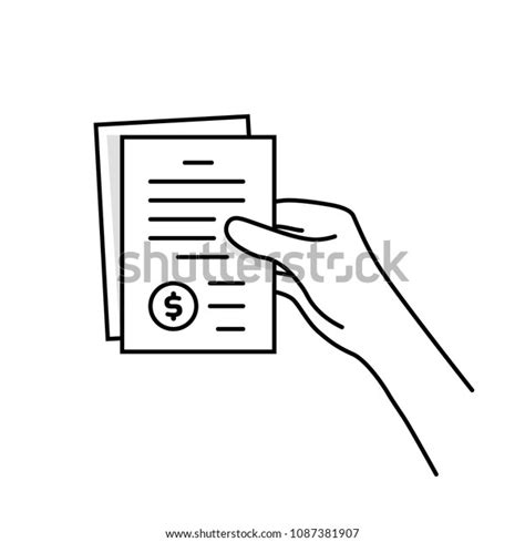 Black Thin Line Hand Holding Invoice Stock Vector Royalty Free