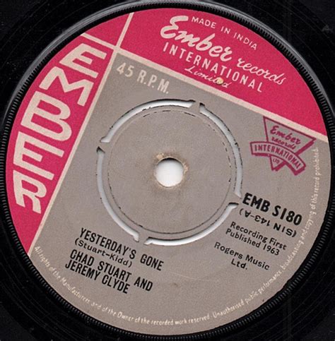 Chad Stuart And Jeremy Clyde Yesterdays Gone 1963 Vinyl Discogs