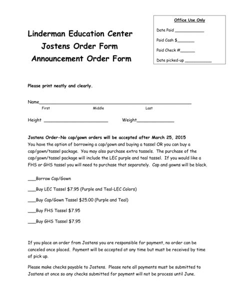 Jostens And Graduation Announcement Order Form