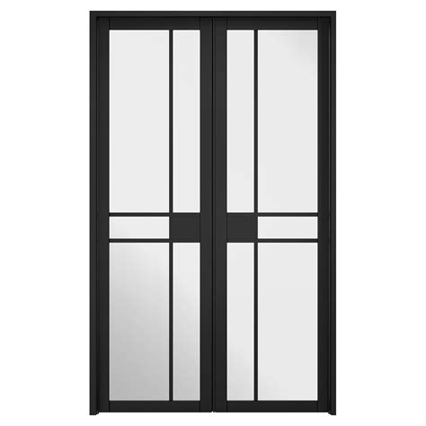 W4 Greenwich Room Divider Door And Frame Kit Clear Glass Black Prime