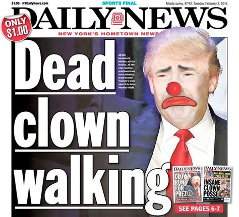 New York Daily News Calls Donald Trump A ‘dead Clown Walking The