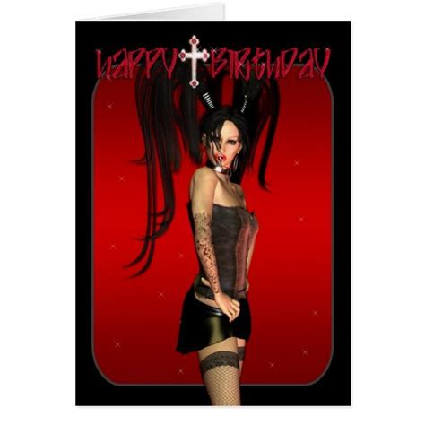 Happy Birthday Gothic Sexy Female Greeting Cards
