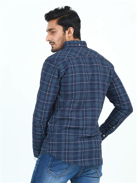 Buy Shahzeb Saeed Cotton Casual Shirts For Men Navy Csw 226 Online