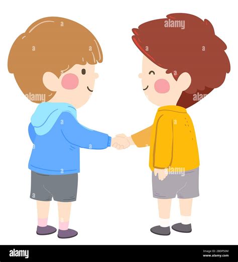 Children Shaking Hands Cartoon