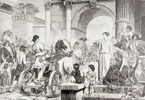 Ancient Greek Olympic Games The Winner Of The Chariot Race Is Saluted
