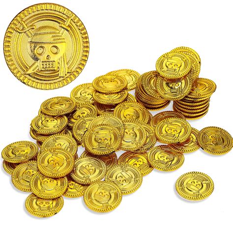 Buy Aoriher 50 Pieces Plastic Coin Kid Pirate Coin Pirate Treasure Fake