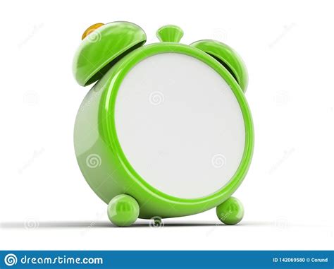 Green Alarm Clock Image With Clipping Path Stock Illustration