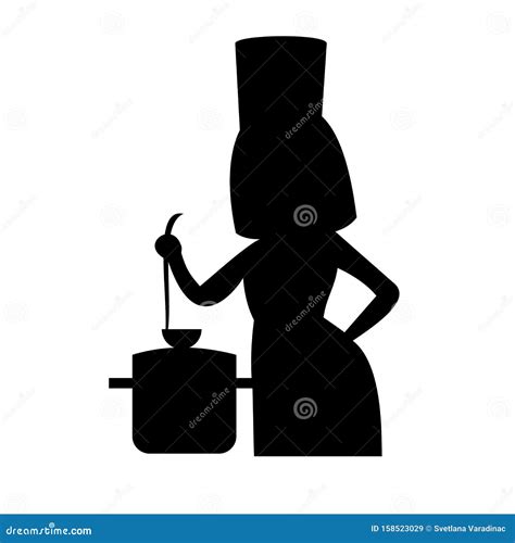 Silhouette Of A Woman Cooking Stock Vector Illustration Of Cooker