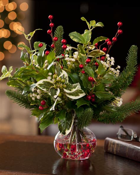 Holly And Berry Silk Greenery Accent Christmas Flower Arrangements