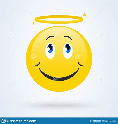 Cute Angel Emoticon Vector Illustration Smiling Face With Angel Halo
