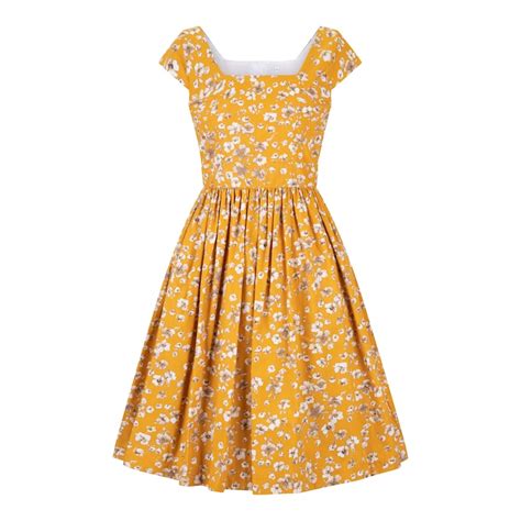 Yellow Vintage Dress 1950s Dress Yellow Floral Dress 70s Midi Etsy